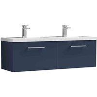 nuie Arno 1200mm Wall Hung 2-Drawer Vanity & Double Basin - Midnight Blue, Blue