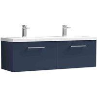 nuie Arno 1200mm Wall Hung 2-Drawer Vanity & Double Basin - Midnight Blue, Blue