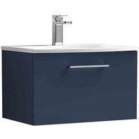 nuie Arno 600mm Wall Hung 1-Drawer Vanity & Basin 4 - Midnight Blue, Blue