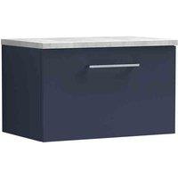 nuie Arno 600mm Wall Hung 1-Drawer Vanity & Laminate Worktop - Midnight Blue, Blue