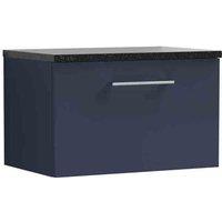 nuie Arno 600mm Wall Hung 1-Drawer Vanity & Laminate Worktop - Midnight Blue, Blue