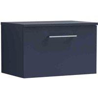 nuie Arno 600mm Wall Hung 1-Drawer Vanity & Worktop - Midnight Blue, Blue