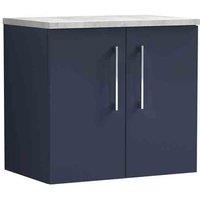 nuie Arno 600mm Wall Hung 2-Door Vanity & Laminate Worktop - Midnight Blue, Blue