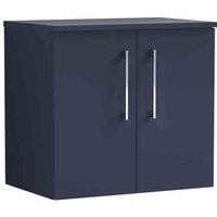 nuie Arno 600mm Wall Hung 2-Door Vanity & Worktop - Midnight Blue, Blue