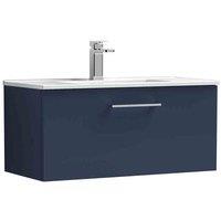 nuie Arno 800mm Wall Hung 1-Drawer Vanity & Basin 2 - Midnight Blue, Blue