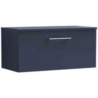 nuie Arno 800mm Wall Hung 1-Drawer Vanity & Worktop - Midnight Blue, Blue