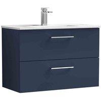 nuie Arno 800mm Wall Hung 2-Drawer Vanity & Basin 2 - Midnight Blue, Blue