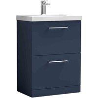 nuie Arno 600mm Floor Standing 2-Drawer Vanity & Basin 1 - Midnight Blue, Blue