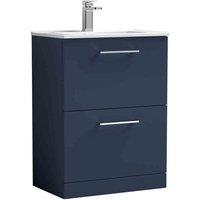 nuie Arno 600mm Floor Standing 2-Drawer Vanity & Basin 2 - Midnight Blue, Blue