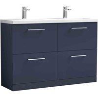 nuie Arno 1200mm Floor Standing 4-Drawer Vanity & Double Basin - Midnight Blue, Blue