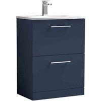 nuie Arno 600mm Floor Standing 2-Drawer Vanity & Basin 4 - Midnight Blue, Blue