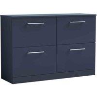 nuie Arno 1200mm Floor Standing 4-Drawer Vanity & Worktop - Midnight Blue, Blue