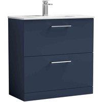 nuie Arno 800mm Floor Standing 2-Drawer Vanity & Basin 2 - Midnight Blue, Blue