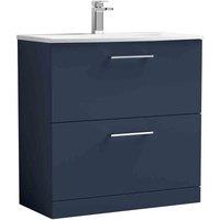 nuie Arno 800mm Floor Standing 2-Drawer Vanity & Basin 4 - Midnight Blue, Blue