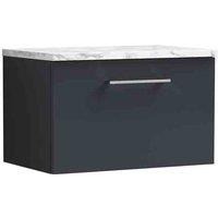 nuie Arno 600mm Wall Hung 1-Drawer Vanity & Laminate Worktop - Soft Black, Black