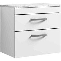 nuie Athena 600 Wall Hung 2-Drawer Unit & Laminate Worktop - Gloss White, White