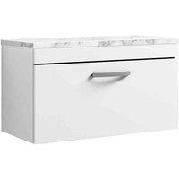 nuie Athena 800 Wall Hung Single Drawer Unit & Laminate Worktop - Gloss White, White
