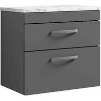 nuie Athena 600 Wall Hung 2-Drawer Unit & Laminate Worktop - Gloss Grey, Grey