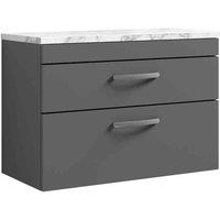 nuie Athena 800 Wall Hung 2-Drawer Unit & Laminate Worktop - Gloss Grey, Grey