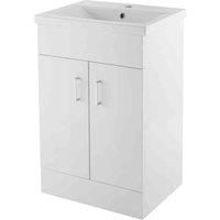 nuie 500mm Floor Standing Cabinet & Mid-Edge Basin - Gloss White, White