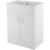 nuie 600mm Floor Standing Cabinet & Mid-Edge Basin - Gloss White, White