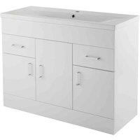 nuie 1000mm Floor Standing Cabinet & Mid-Edge Basin - Gloss White, White
