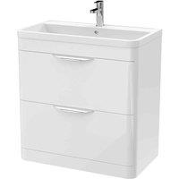 nuie 800mm Floor Standing Vanity & Ceramic Basin - Gloss White, White