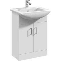 nuie 550mm Floor Standing Cabinet & Square Basin - Gloss White, White