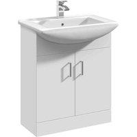 nuie 650mm Floor Standing Cabinet & Square Basin - Gloss White, White