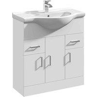 nuie 750mm Floor Standing Cabinet & Round Basin - Gloss White, White