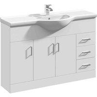 nuie 1200mm Floor Standing Cabinet & Round Basin - Gloss White, White