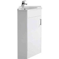 nuie 1 Door Corner Cabinet & Basin - Gloss White, White
