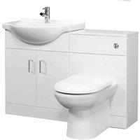 nuie Saturn Furniture Pack with Round Basin (toilet seat included) - Gloss White, White
