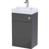 nuie 500mm Basin & WC Unit - Gloss Grey, Grey