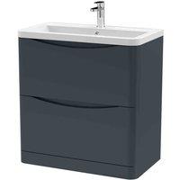 nuie 800mm Floor Standing 2 Drawer Vanity & Ceramic Basin - Soft Black, Black