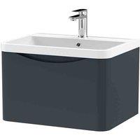 nuie 600mm Wall Hung 1 Drawer Vanity & Polymarble Basin - Soft Black, Black