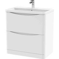 nuie 800mm Floor Standing 2 Drawer Vanity & Polymarble Basin - Satin White, White