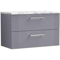 nuie Deco 800 Wall Hung 2-Drawer Vanity & Laminate Worktop - Satin Grey, Grey