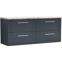 nuie Deco 1200 Wall Hung 4-Drawer Vanity & Laminate Worktop - Soft Black, Black