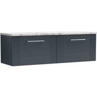nuie Deco 1200 Wall Hung 2-Drawer Vanity & Laminate Worktop - Soft Black, Black