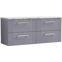 nuie Deco 1200 Wall Hung 4-Drawer Vanity & Laminate Worktop - Satin Grey, Grey
