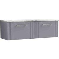 nuie Deco 1200 Wall Hung 2-Drawer Vanity & Laminate Worktop - Satin Grey, Grey