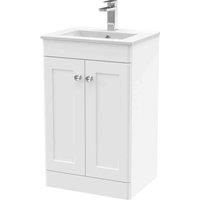 nuie 500mm Floor Standing 2 Door Vanity & Basin 2 - Satin White, White