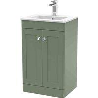 nuie 500mm Floor Standing 2 Door Vanity & Basin 2 - Satin Green, Green