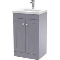 nuie 500mm Floor Standing 2 Door Vanity & Basin 1 - Satin Grey, Grey