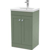 nuie 500mm Floor Standing 2 Door Vanity & Basin 1 - Satin Green, Green