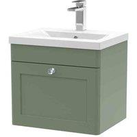 nuie 500mm Wall Hung 1 Drawer Vanity & Basin 1 - Satin Green, Green