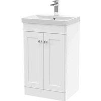 nuie 500mm Floor Standing 2 Door Vanity & Basin 3 - Satin White, White