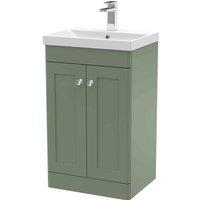 nuie 500mm Floor Standing 2 Door Vanity & Basin 3 - Satin Green, Green