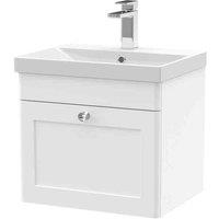 nuie 500mm Wall Hung 1 Drawer Vanity & Basin 3 - Satin White, White